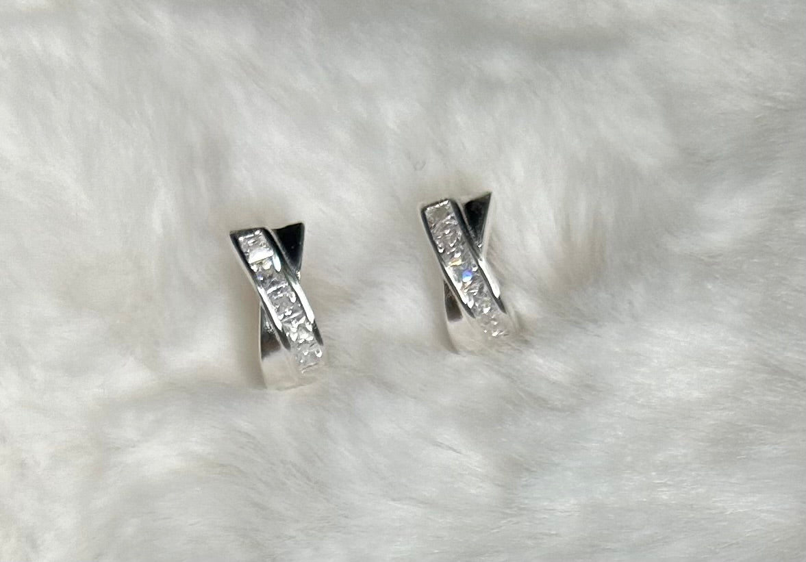 Silver zirconia hoop earring!