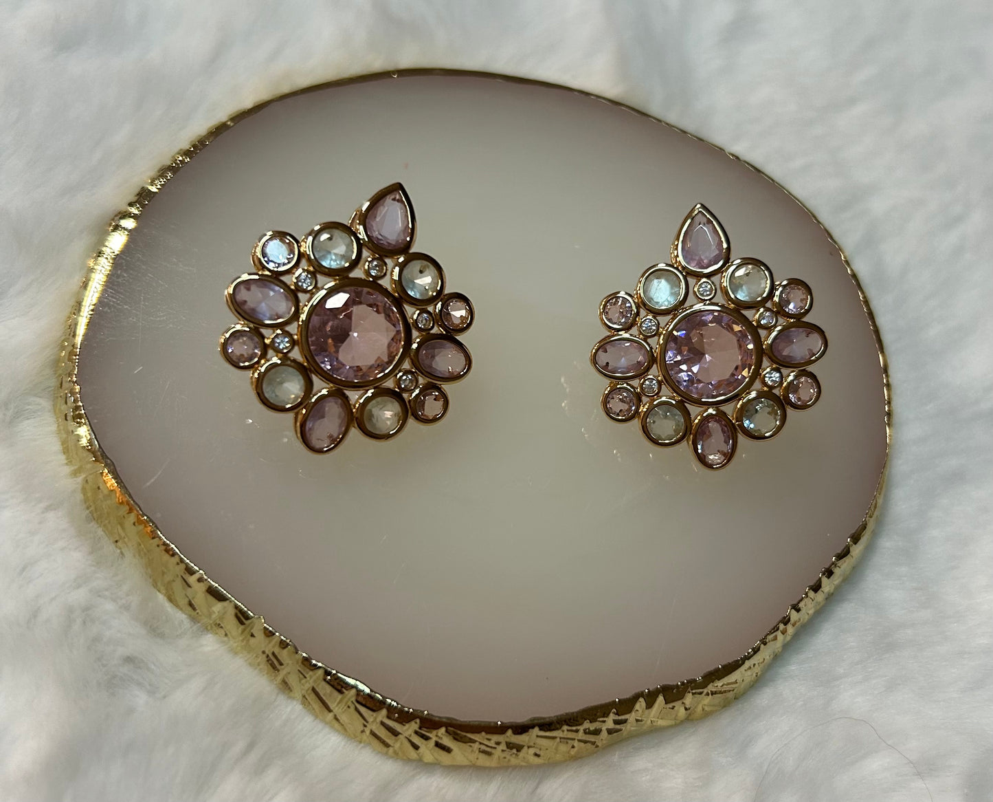 Gold plated colorful crystal earring!