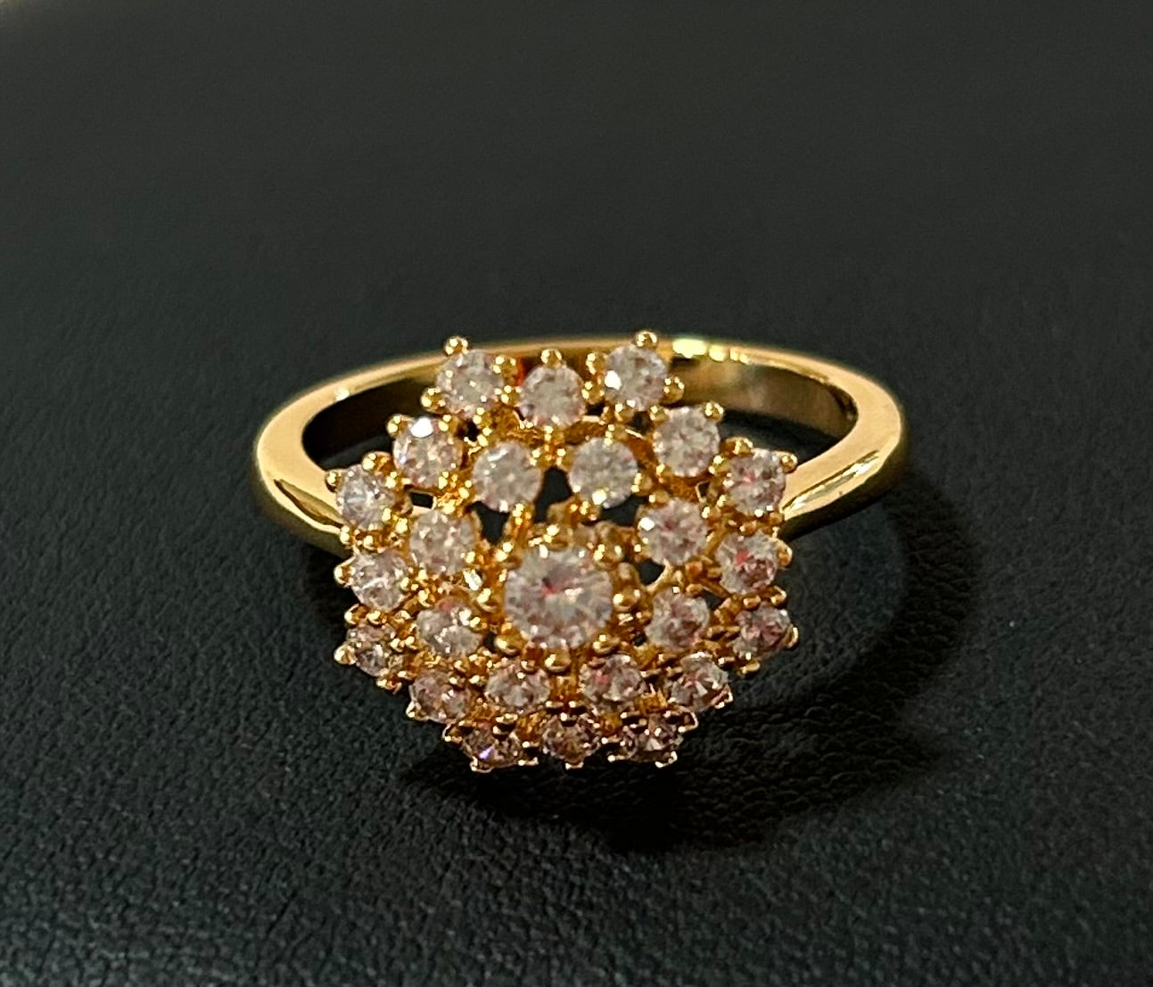 Gold plated zirconia flower ring size 7.5