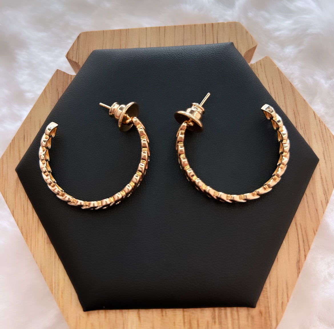 Gold plated zirconia heart hoop earring