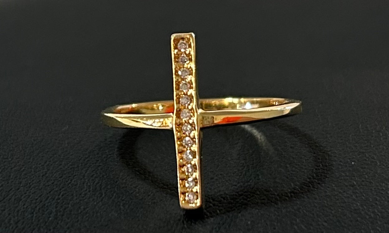 Gold plated cross shape ring size 6.5