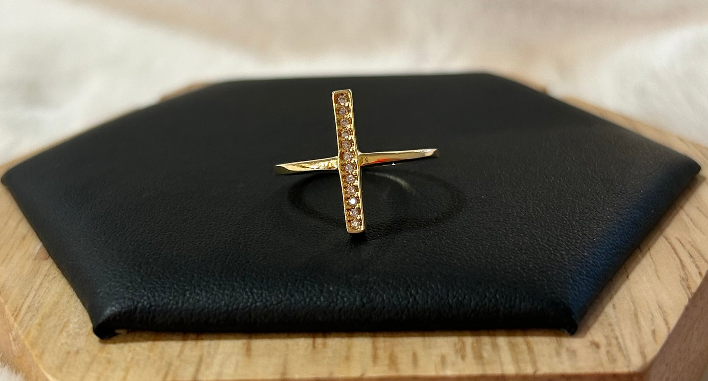 Gold plated cross shape ring size 6.5