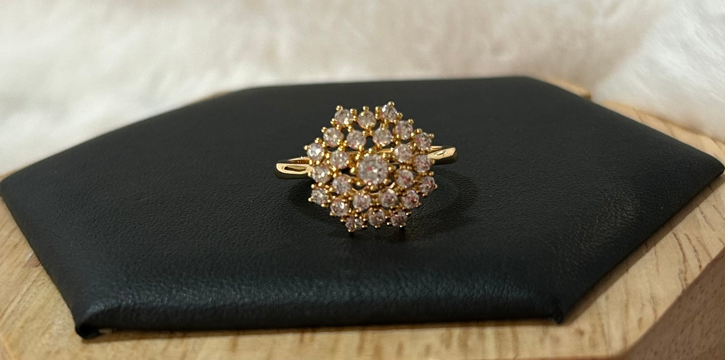 Gold plated zirconia flower ring size 7.5