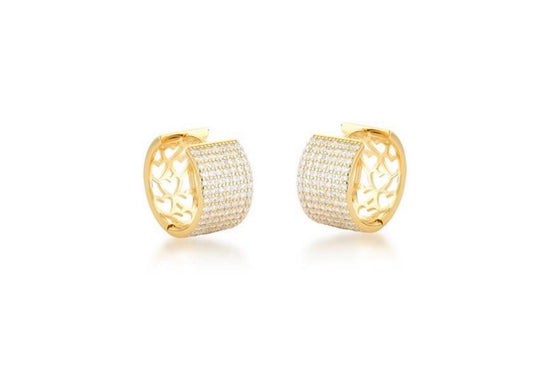 Hoop earring with seven rows of gold-plated zirconia