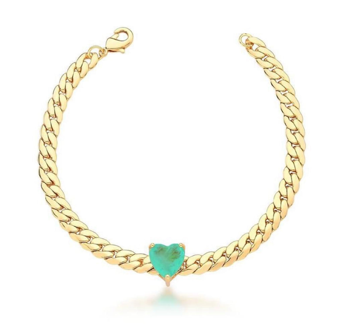 Bracelet with gold plated tourmaline heart pendant