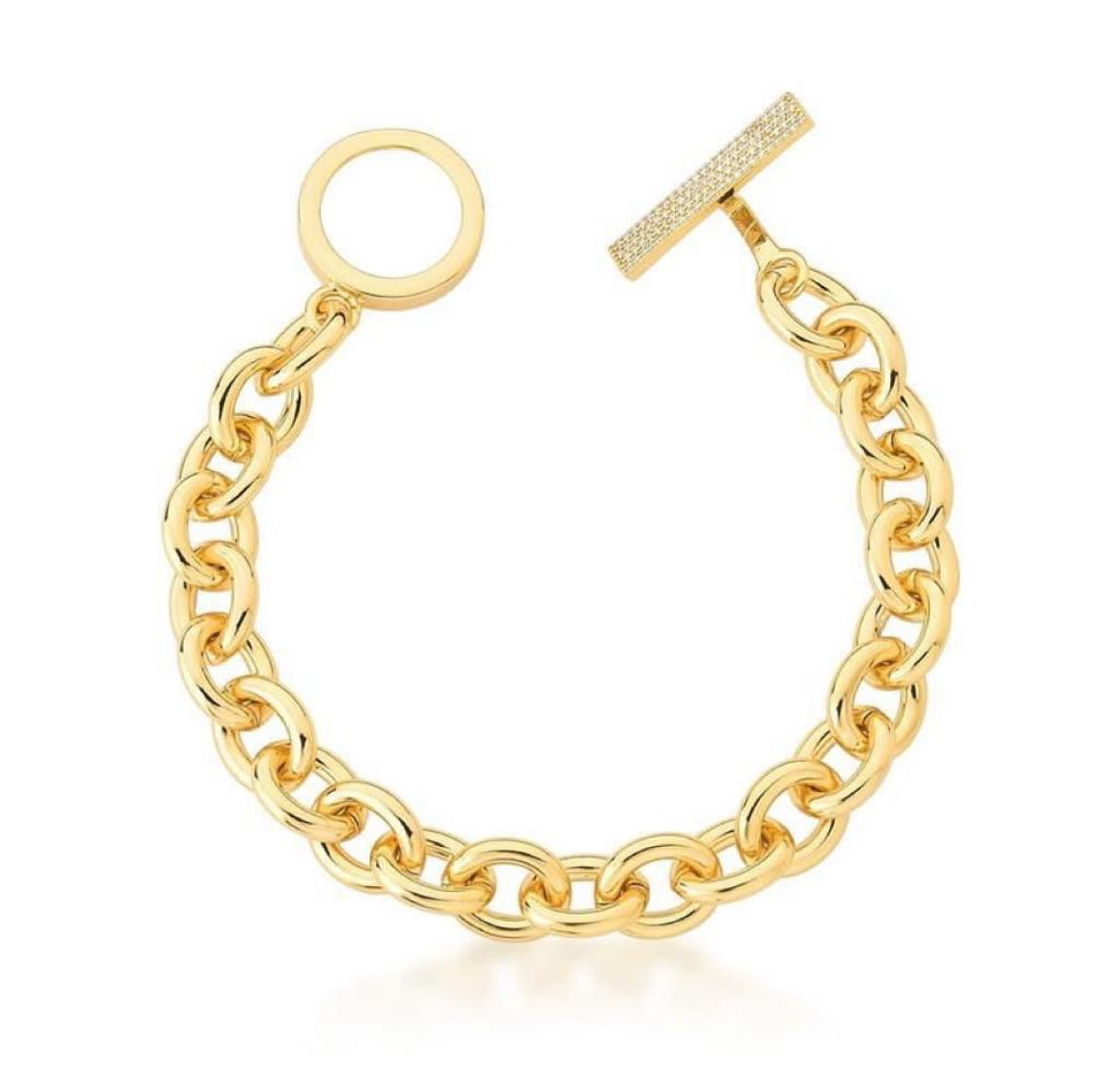 Bracelet with zirconia lock and gold plated links