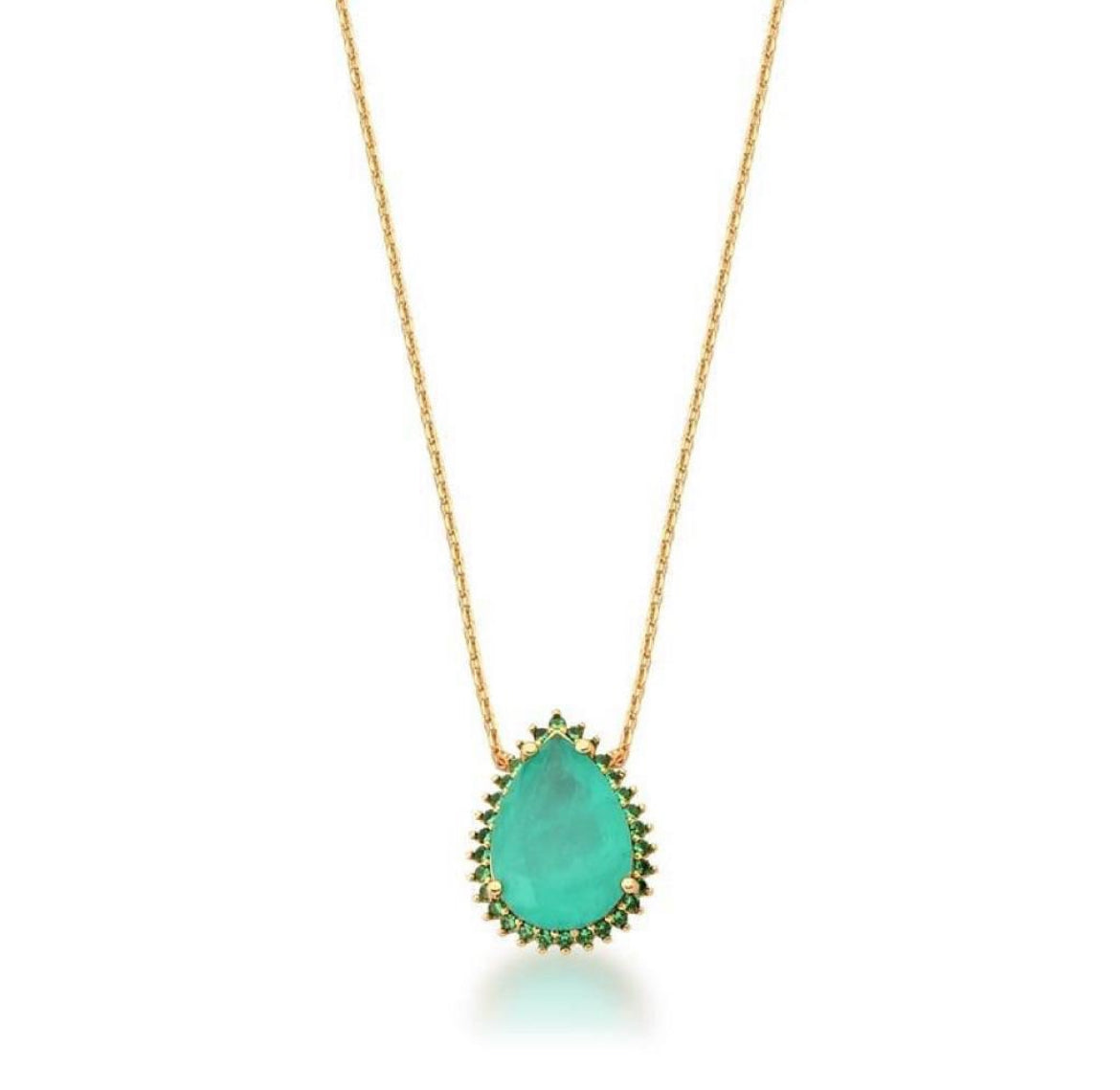 Tourmaline Pendant Gold Plated Earring and Chain Set