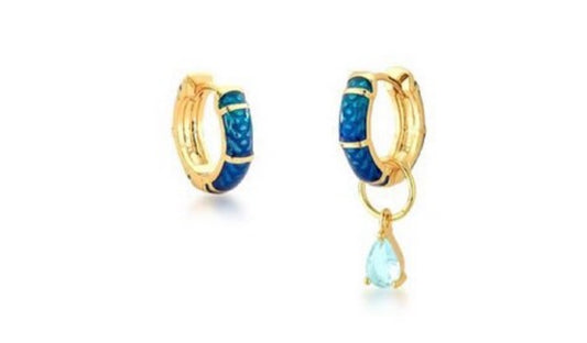 Mermaid collection, gold-plated blue kids hoop earrings!