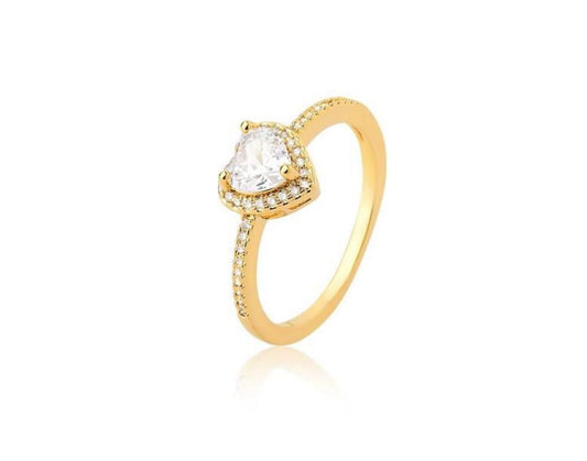 Gold plated zirconia heart ring size 6.5