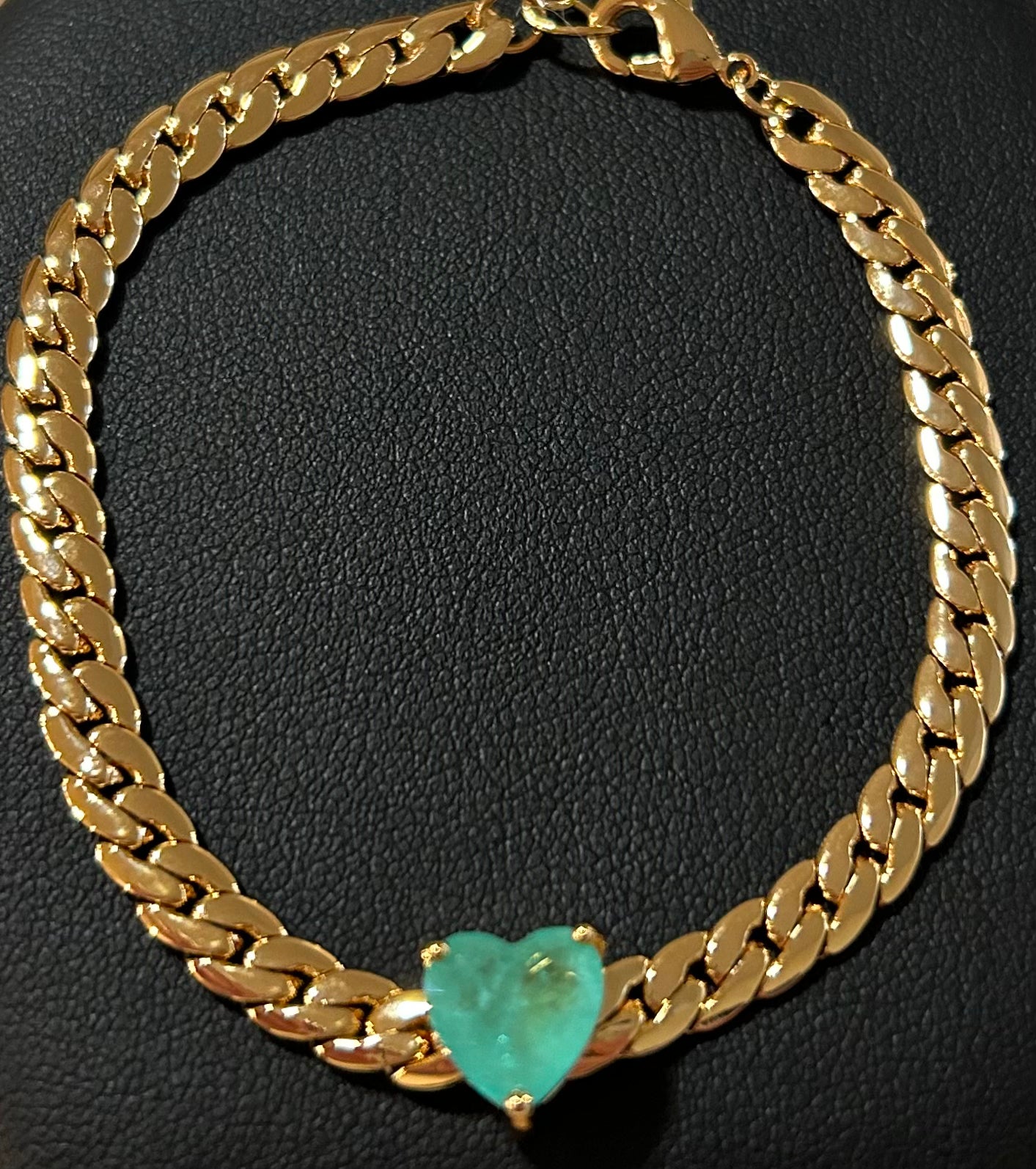 Bracelet with gold plated tourmaline heart pendant