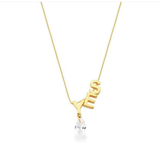 Chain with YES pendant + gold-plated crystal!