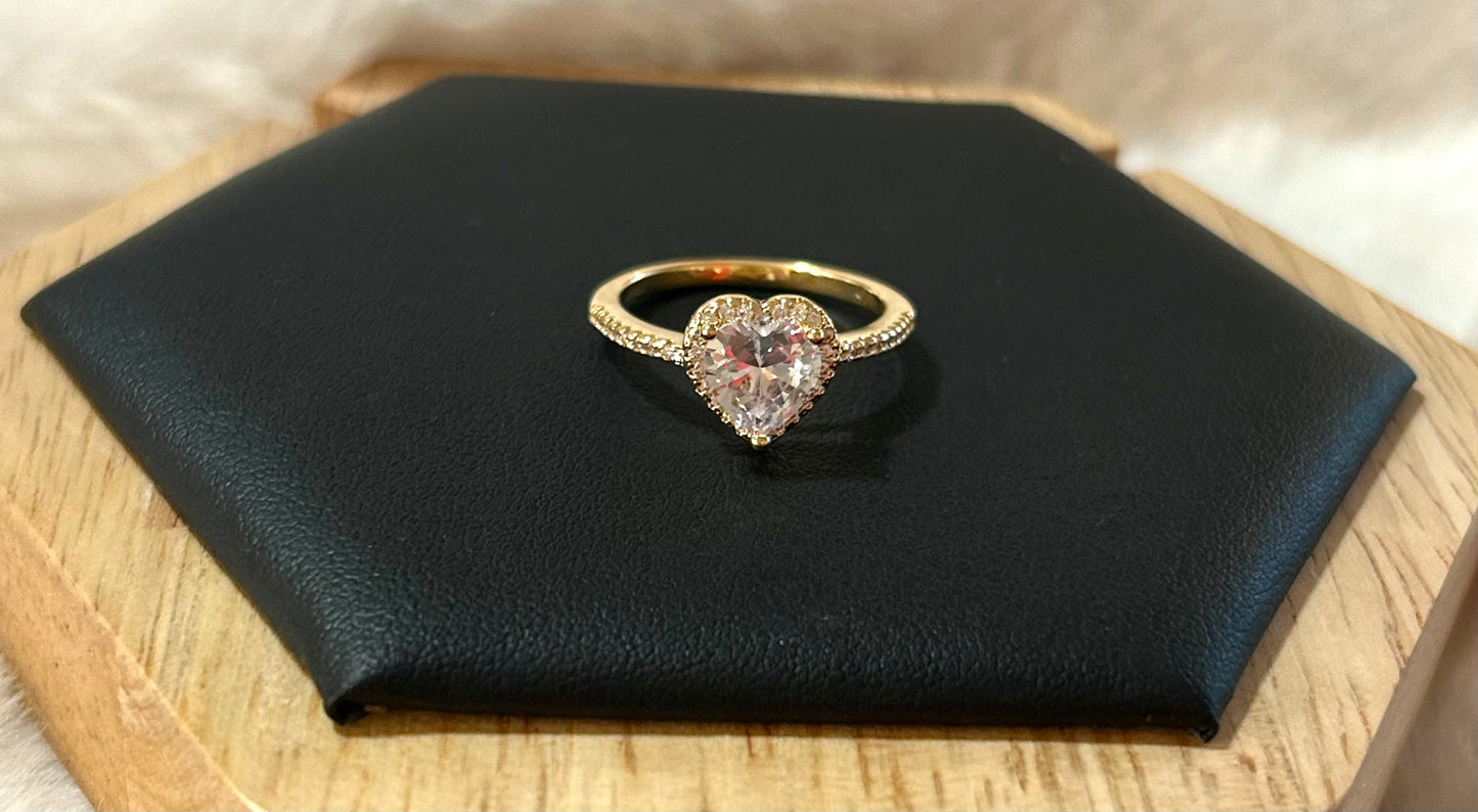 Gold plated zirconia heart ring size 6.5