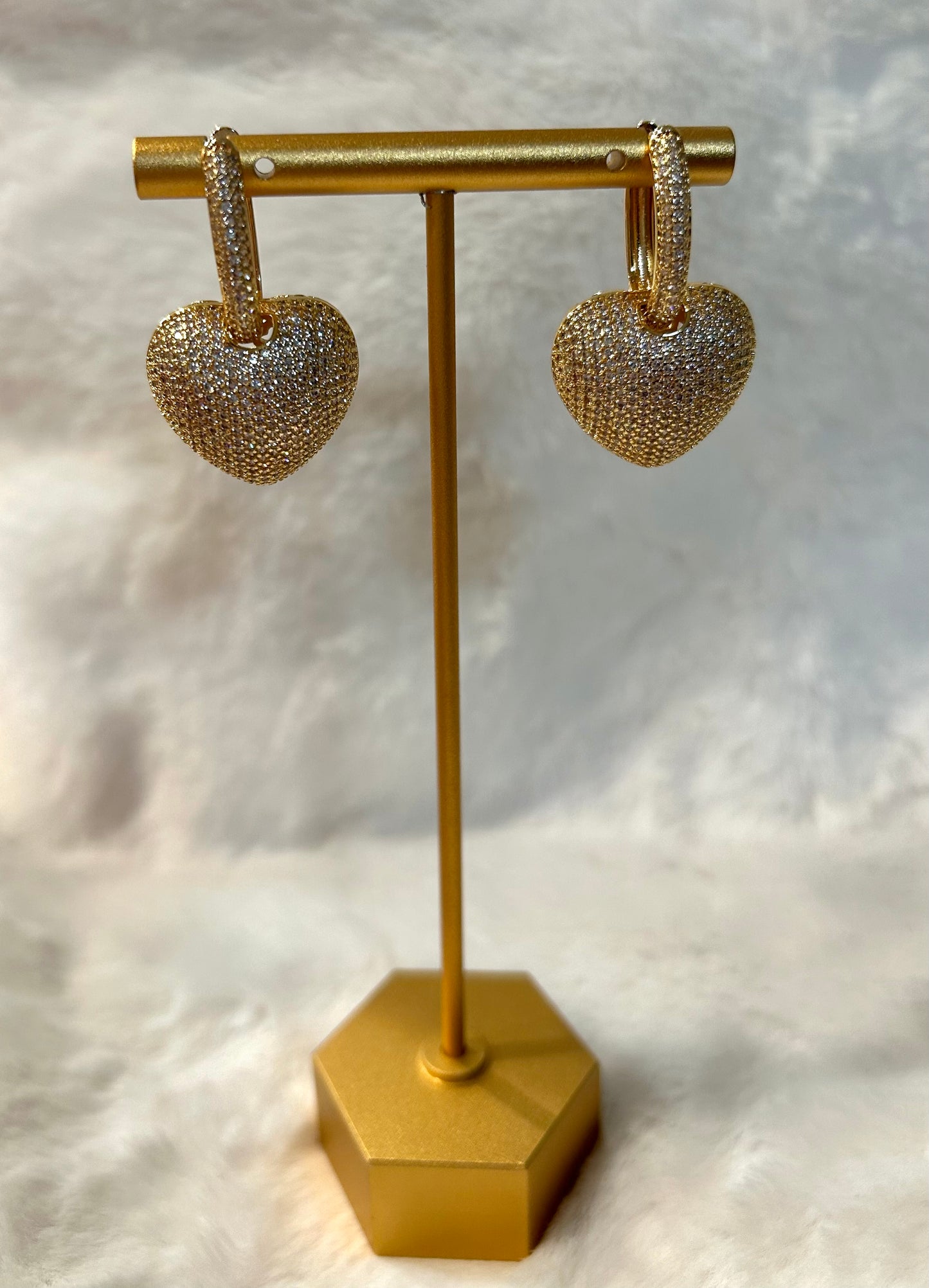 2 in 1 hoop earring with gold plated studded heart pendant!