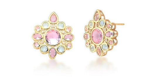 Gold plated colorful crystal earring!