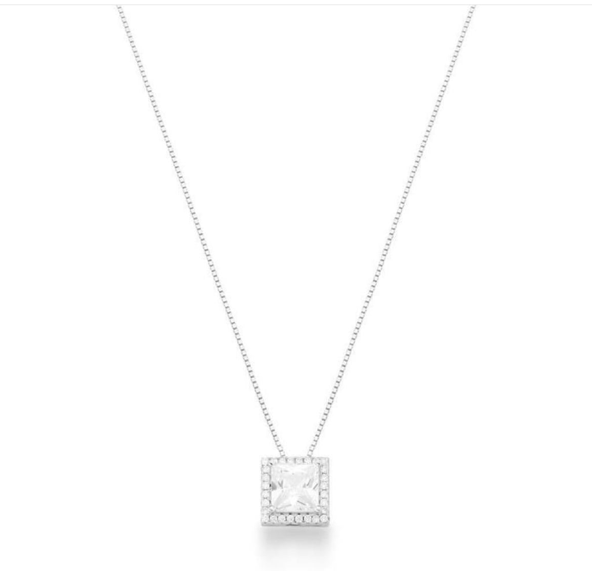 Silver set with square crystal pendant!