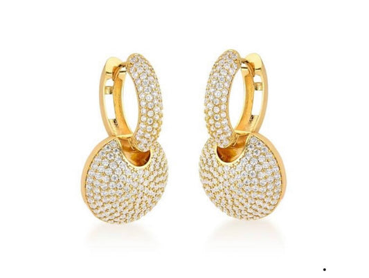 Hoop earring with gold plated pendant 2 in 1