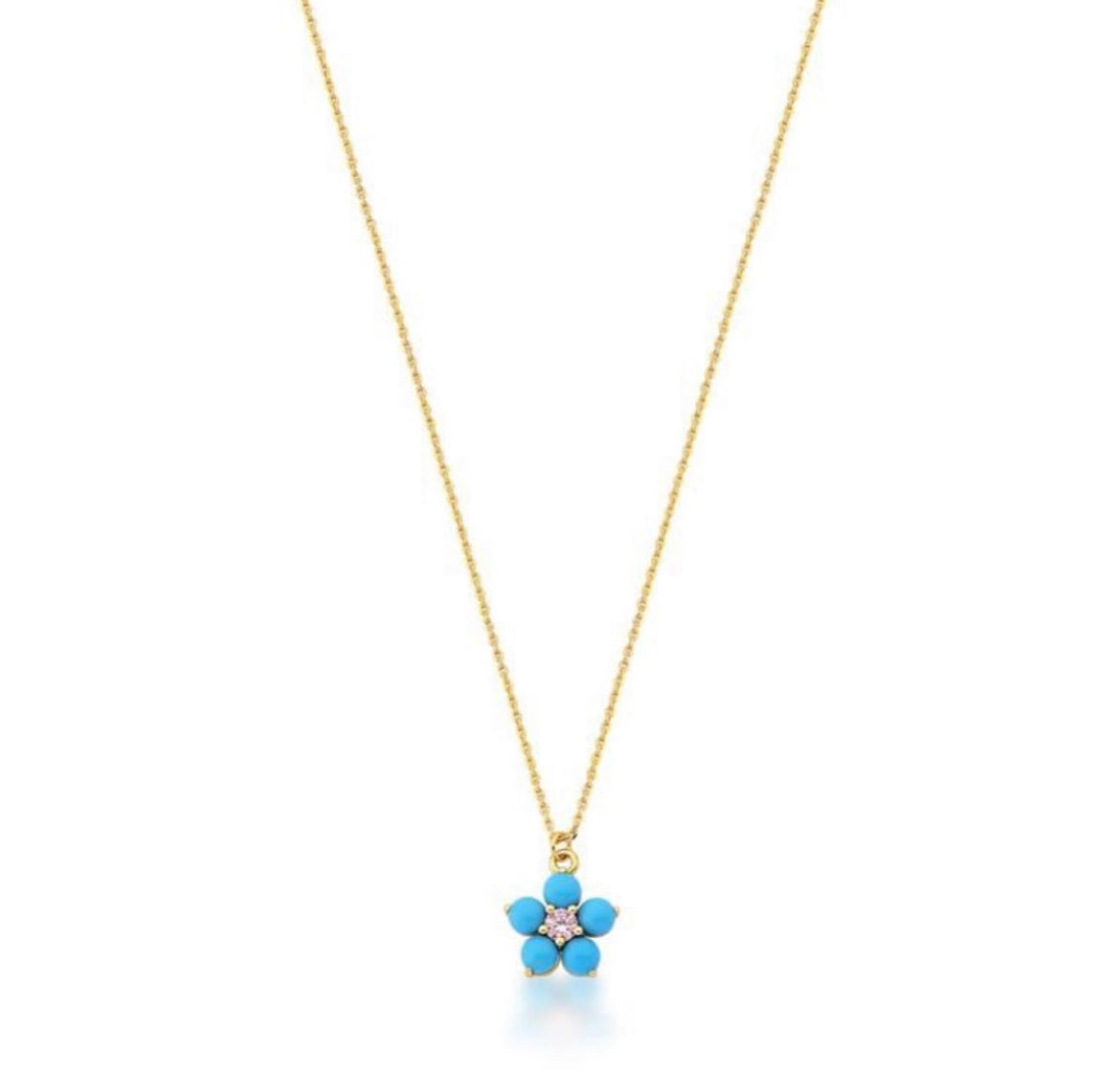 Gold plated turquoise flower chain