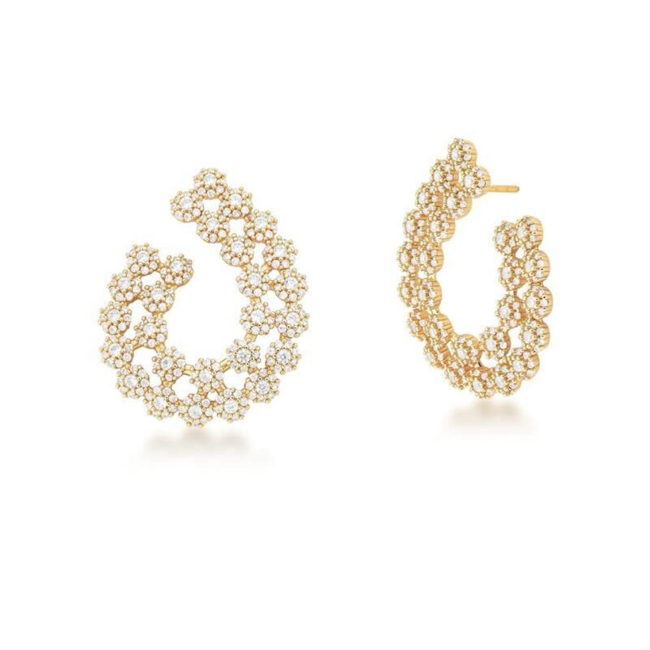 Earring with white zirconia gold plated