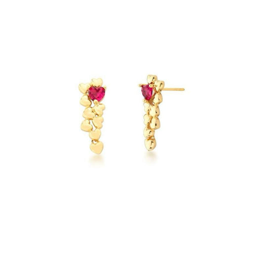 Gold-plated Ruby crystal heart earring!